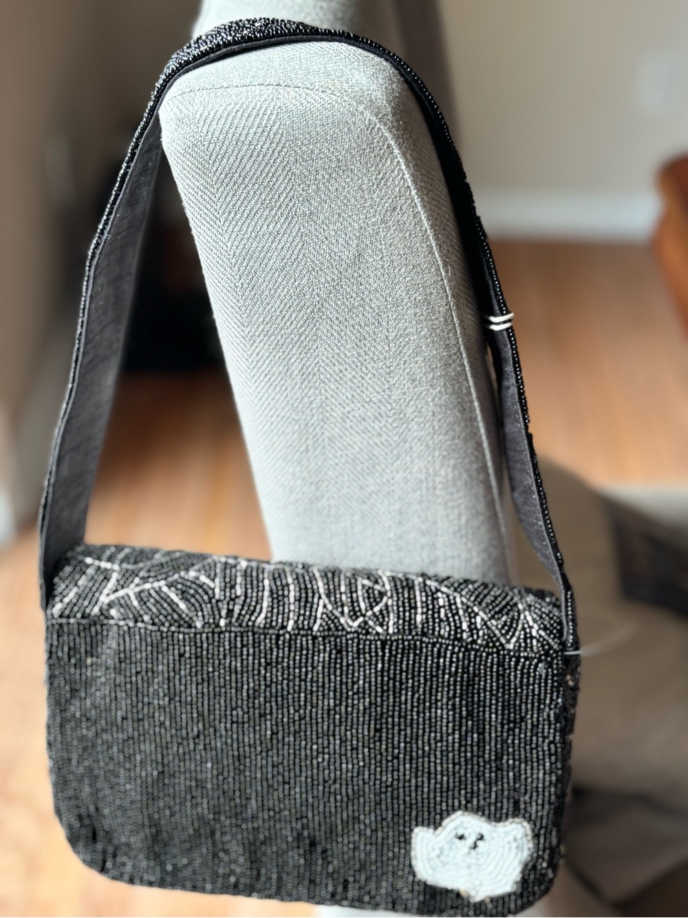 Viral Black Beaded Ghost Motif Shoulder Bag - Picture 4 of 8
